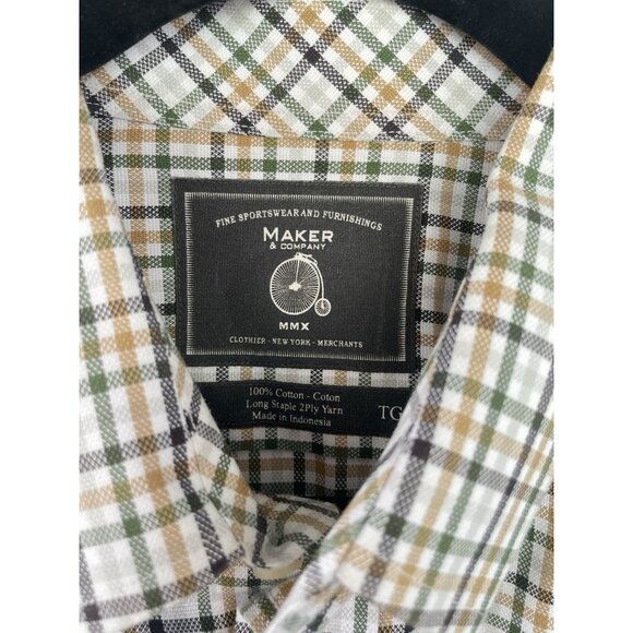 Maker & Company Classically Tailored plaid long sleeve button down shirt size XL - Picture 3 of 11